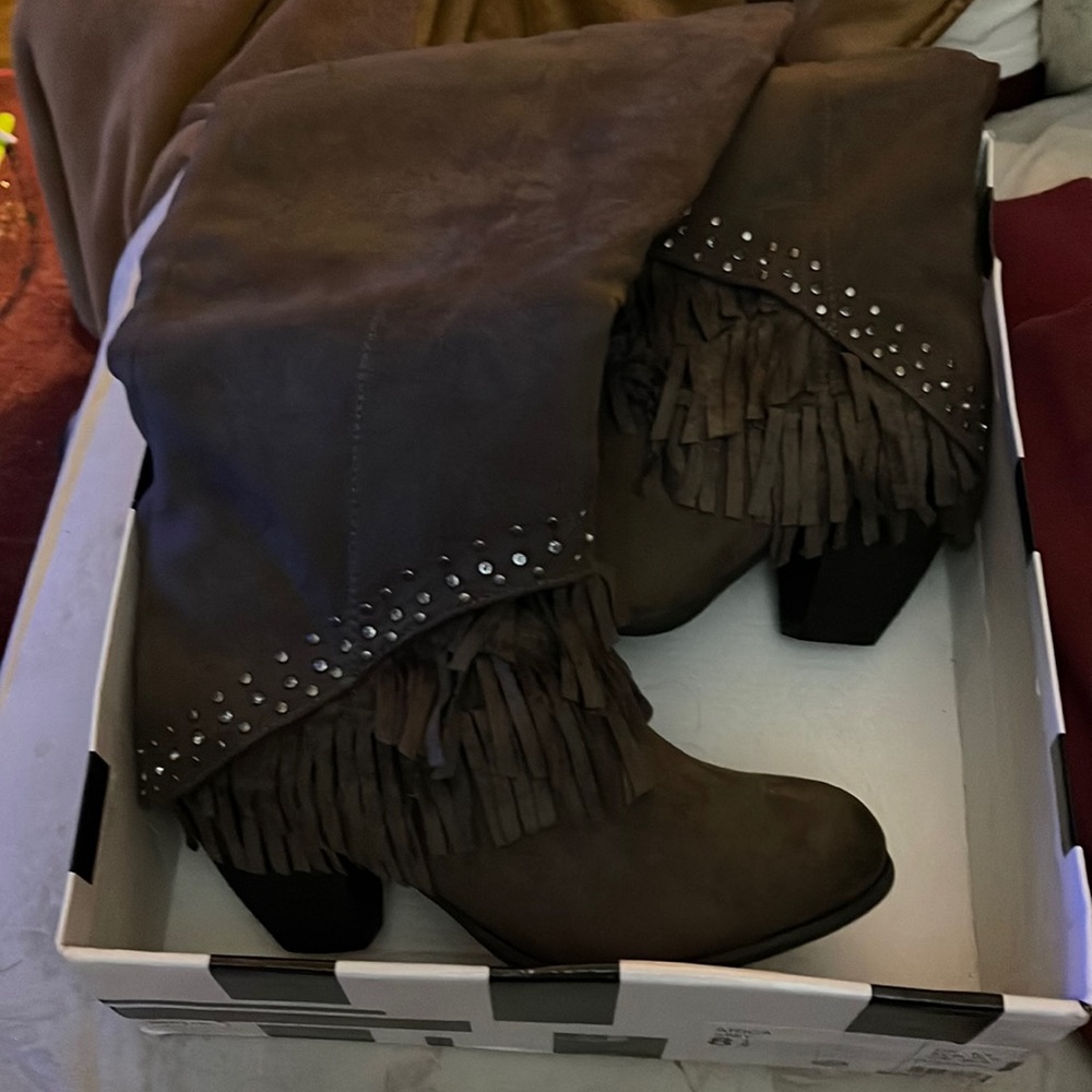 New Dark grey knee boots size 8.5